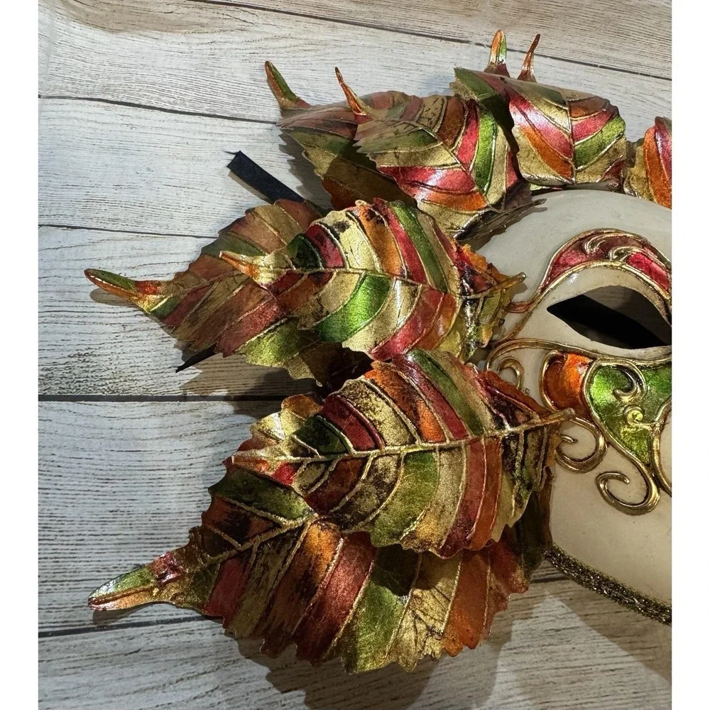 Vintage Hand Painted Masquerade Venetian Mask Original Venezia Italy Fall Color